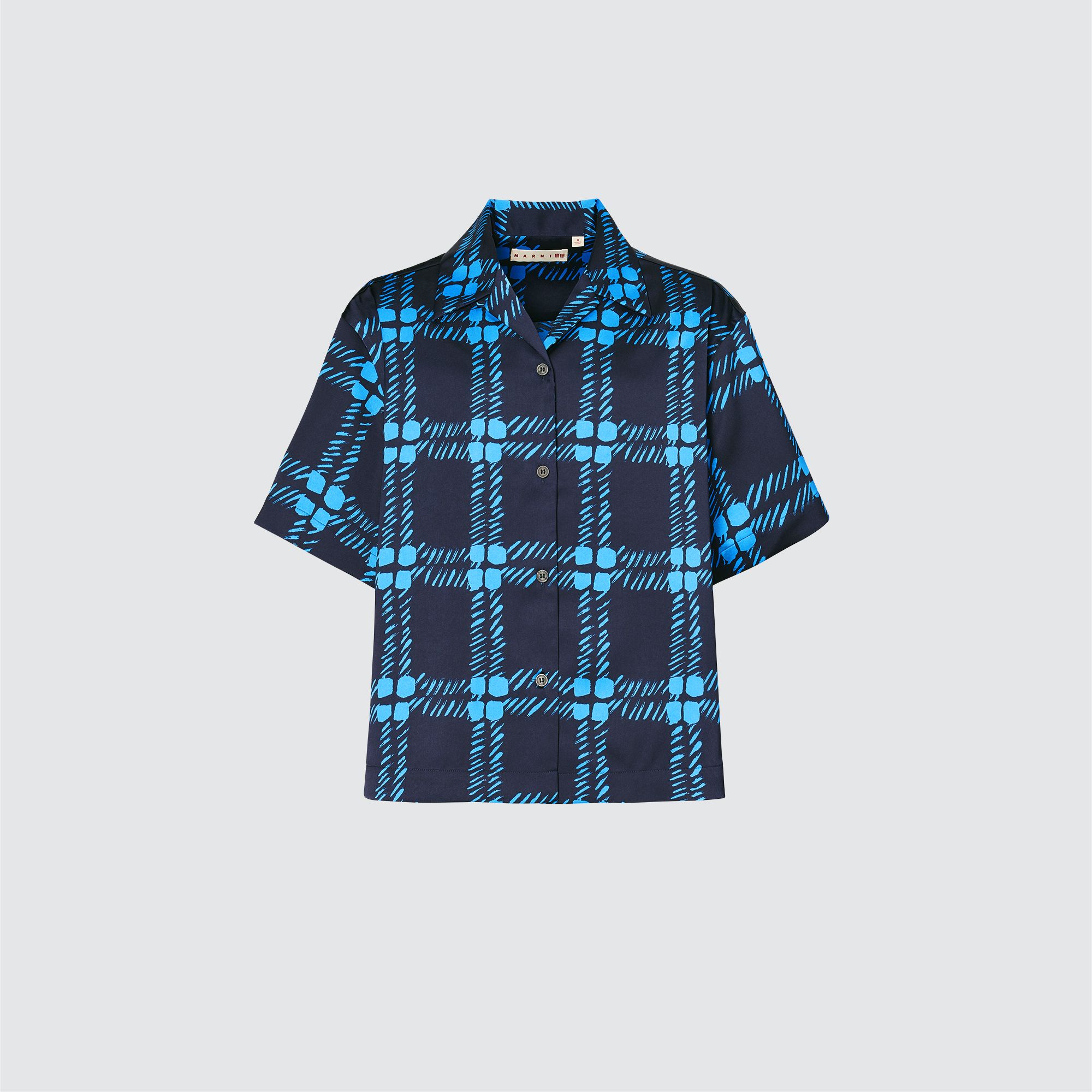 oversized open collar printed short sleeve shirt marni