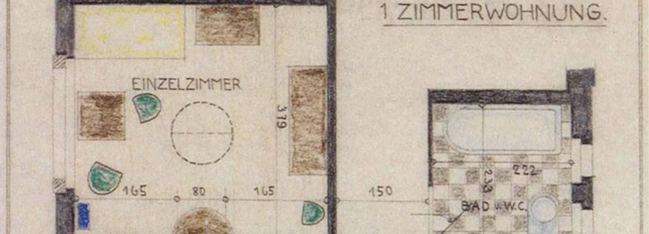 Floorplan of single-room apartment, Housing Cooperative for Working Women, Zurich (1926)