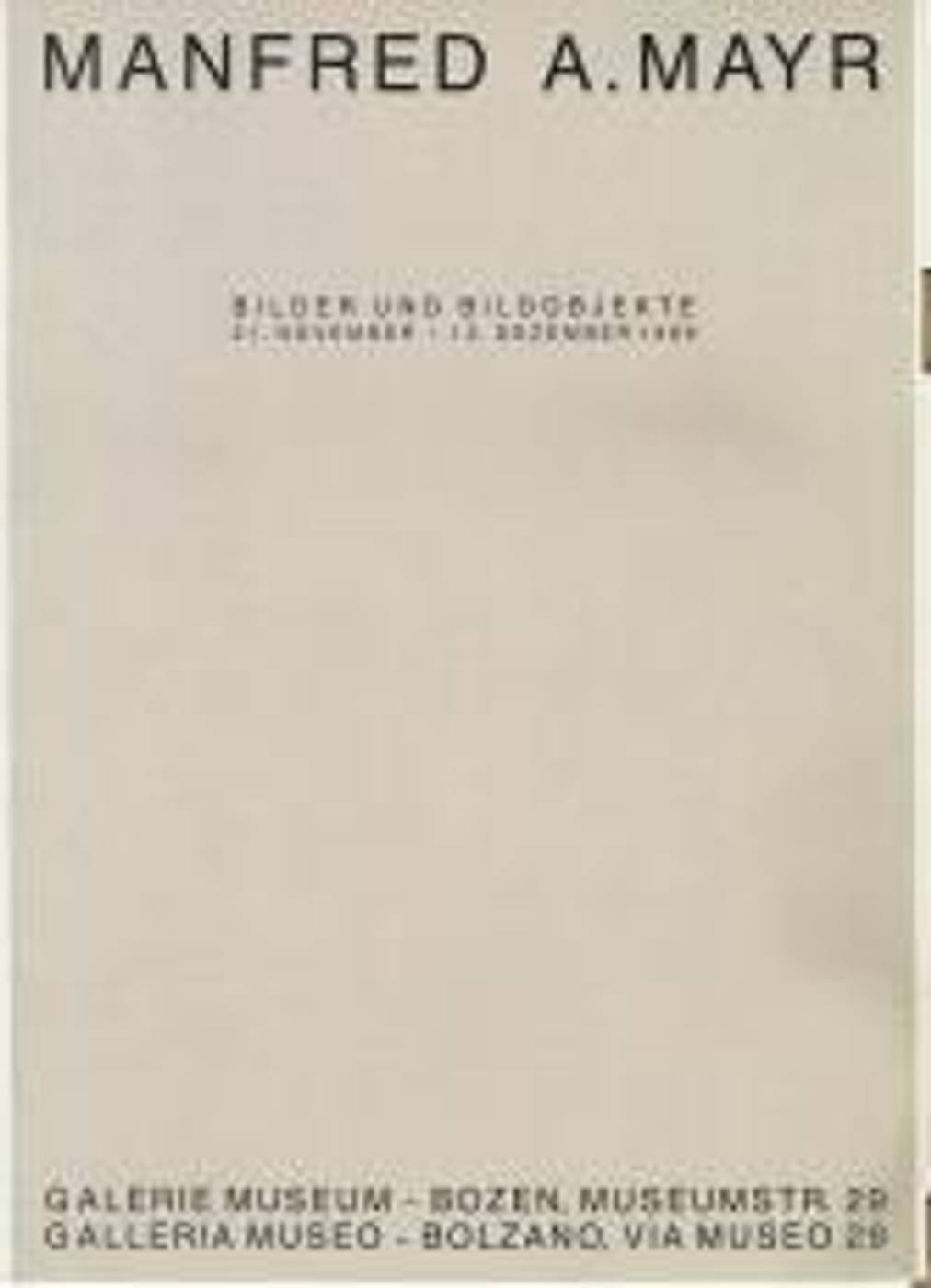 MANFRED A. MAYR – IMMAGINI E OGGETTI