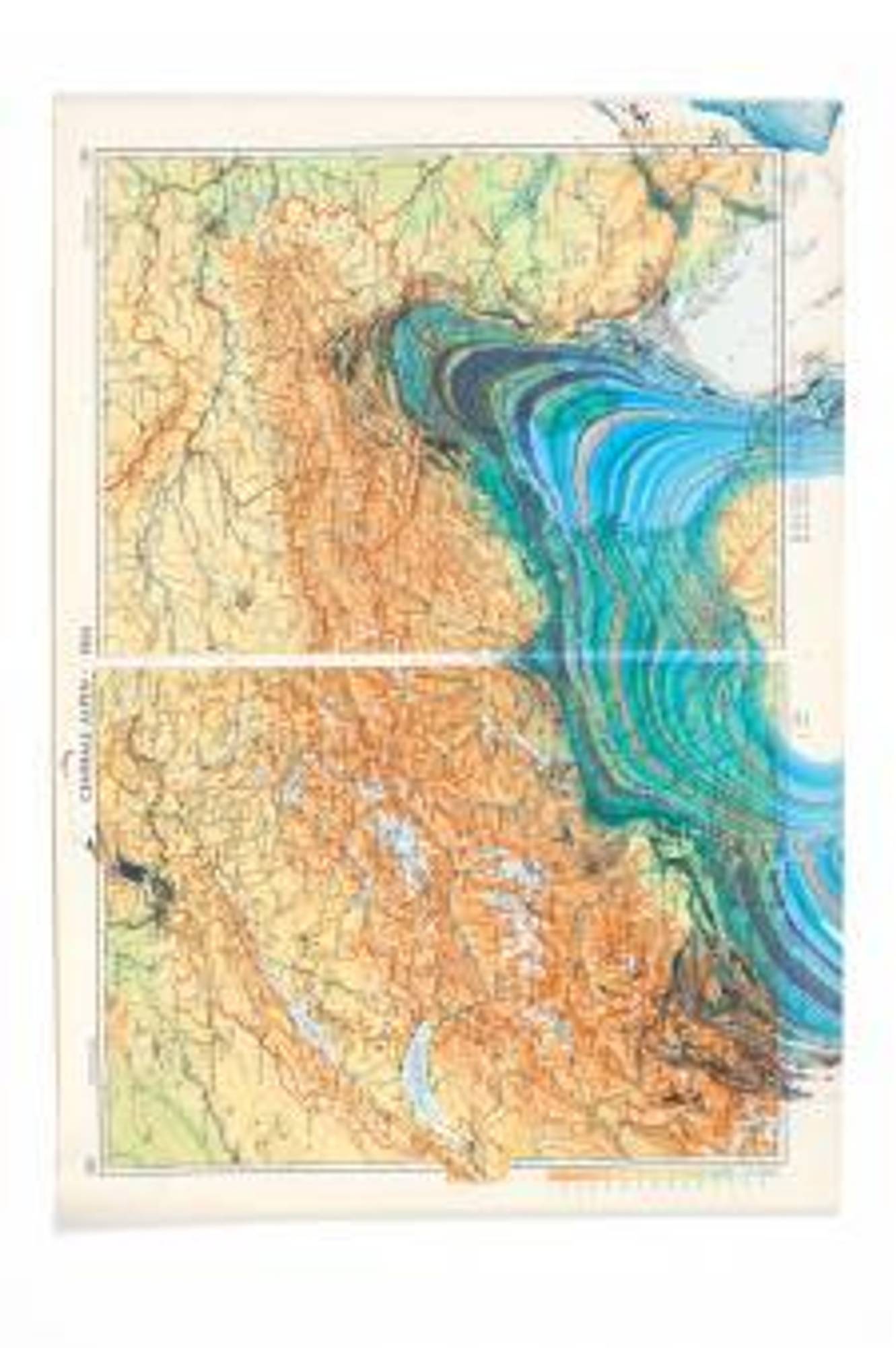 Atlas (Theatrum Orbis Terrarum), 2009-2010. Suminagashi on atlas sheet, 43 x 30,5 cm Courtesy the artist