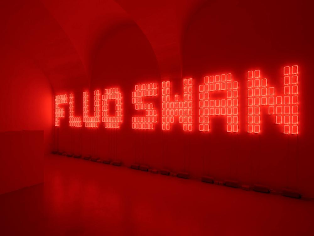 The Fluo Swan, Anna Scalfi Eghenter, exhibition view, Ar/Ge Kunst (2024). ph.Tiberio Sorvillo