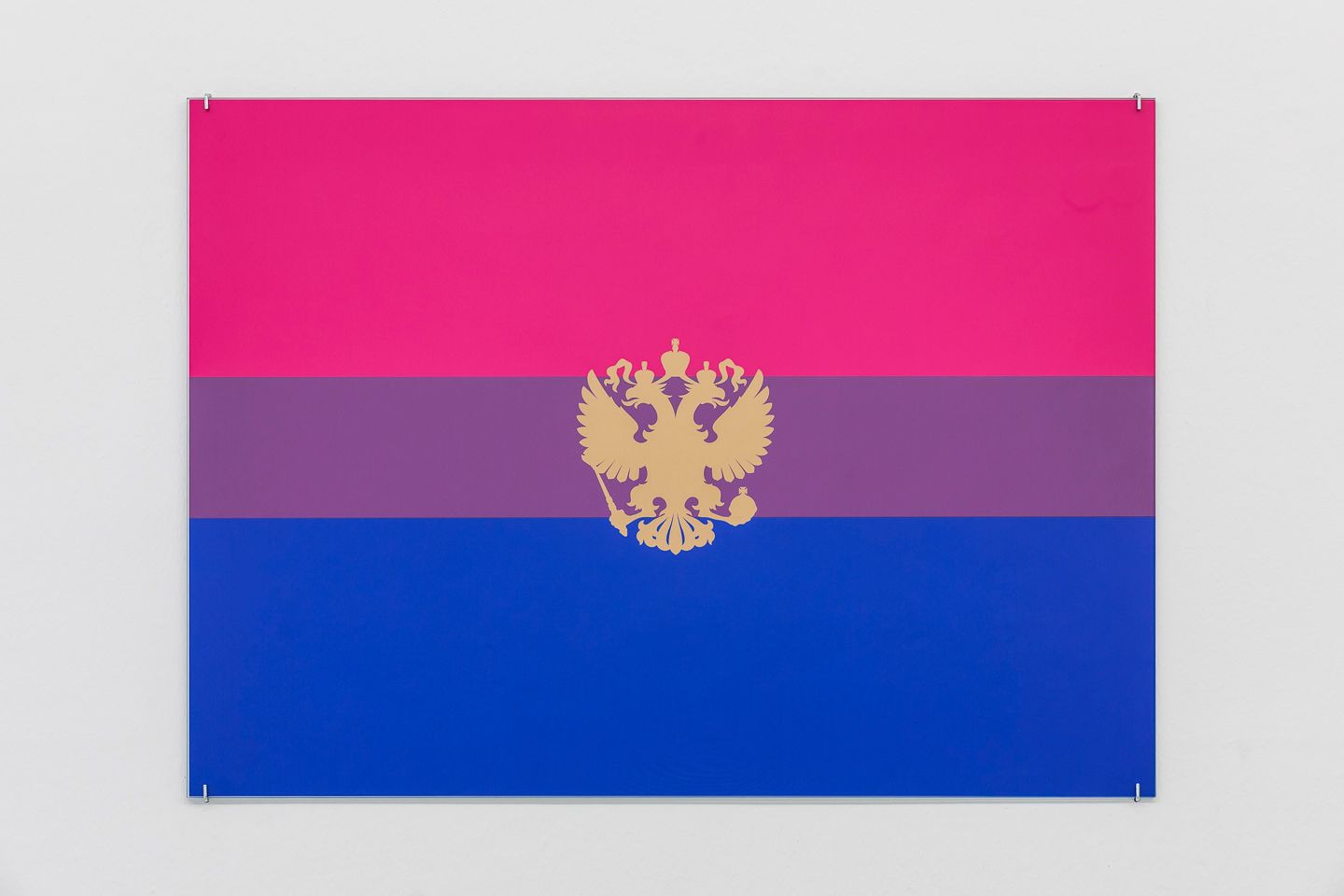 Slavs and Tatars, Bicephalic Flag, 2017; ©ar/ge kunst, photo by Tiberio Servillo, 2018; ; courtesy the artist, Kraupa-Tuskany Zeidler, Berlin