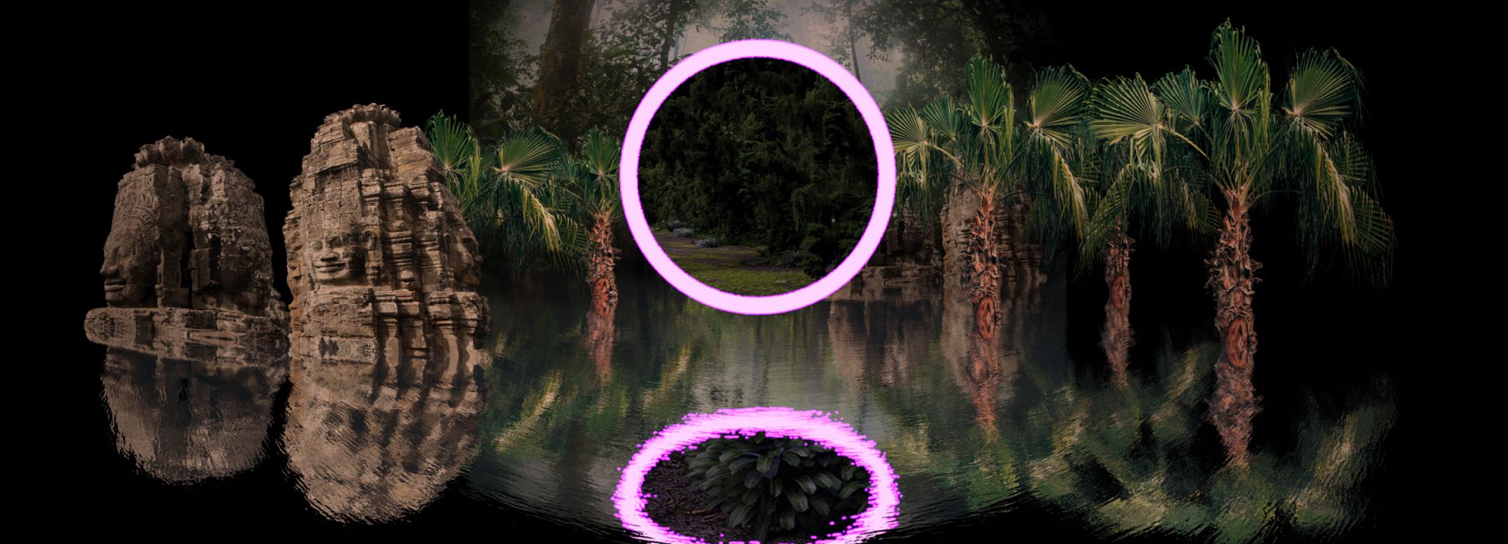 Ho Tzu Nyen, R for Resonance, 2019
Installation with VR 360-degree video, ambisonic sound through headphones, single-channel HD video projection, 5-channel sound, dimensions variable. 
Co-produced by Sharjah Art Foundation, Rockbund Art Museum Shanghai and Edouard Malingue Gallery
Courtesy of the Artist and Edouard Malingue Gallery