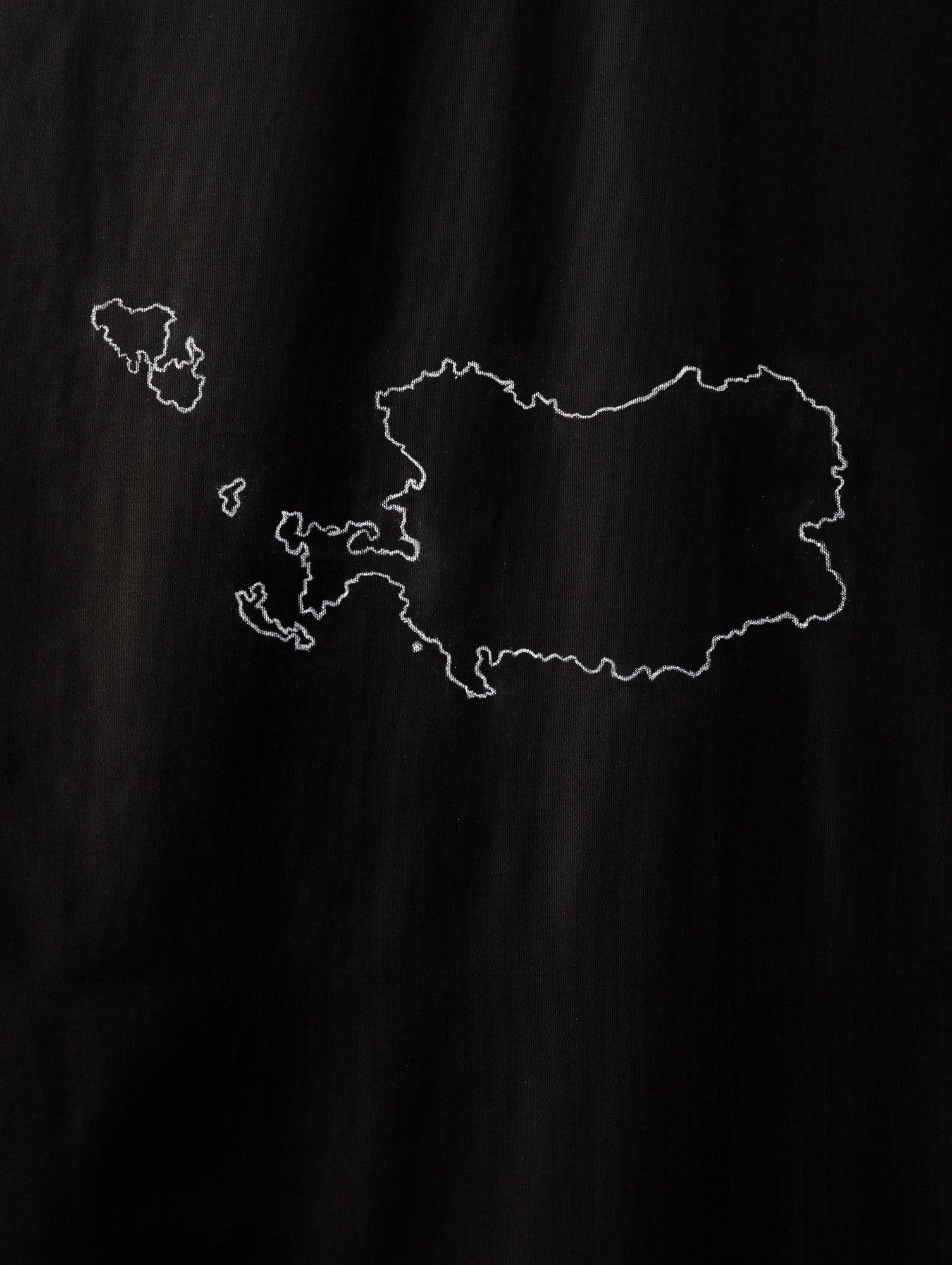 Chalk drawing of a 1789 map of the Habsburg monarchy on black cotton fabric.