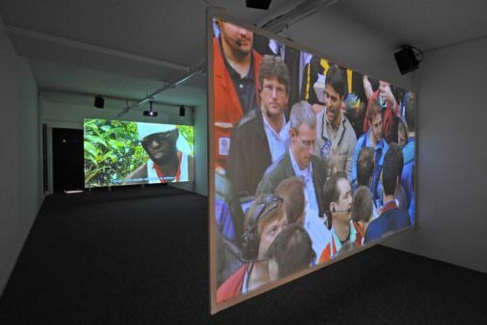 Installation view, Mark Boulos, All That Is solid Melts into Air, 2010 Photo: M. Pardatscher