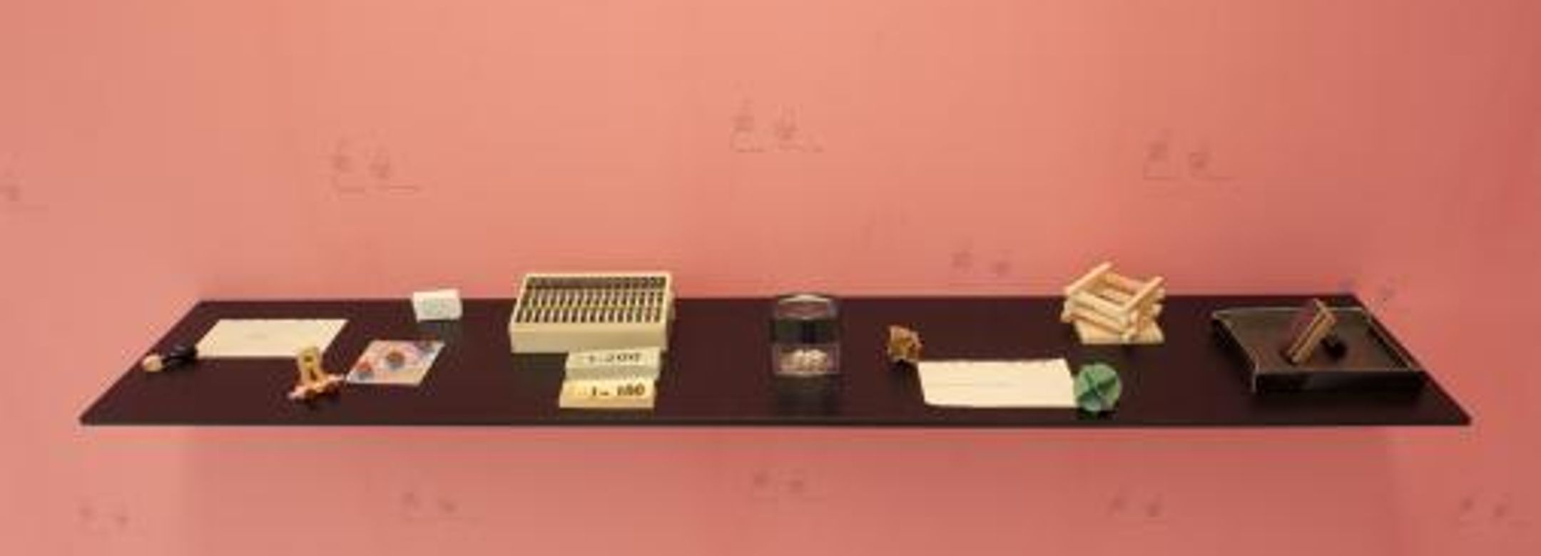 Runo Lagomarsino, A Conquest Means Not Only Taking Over (II), installation with wallpaper, drawings, photographs, objects, and shelves 2010-11 Courtesy Elastic, Malmo and the artist