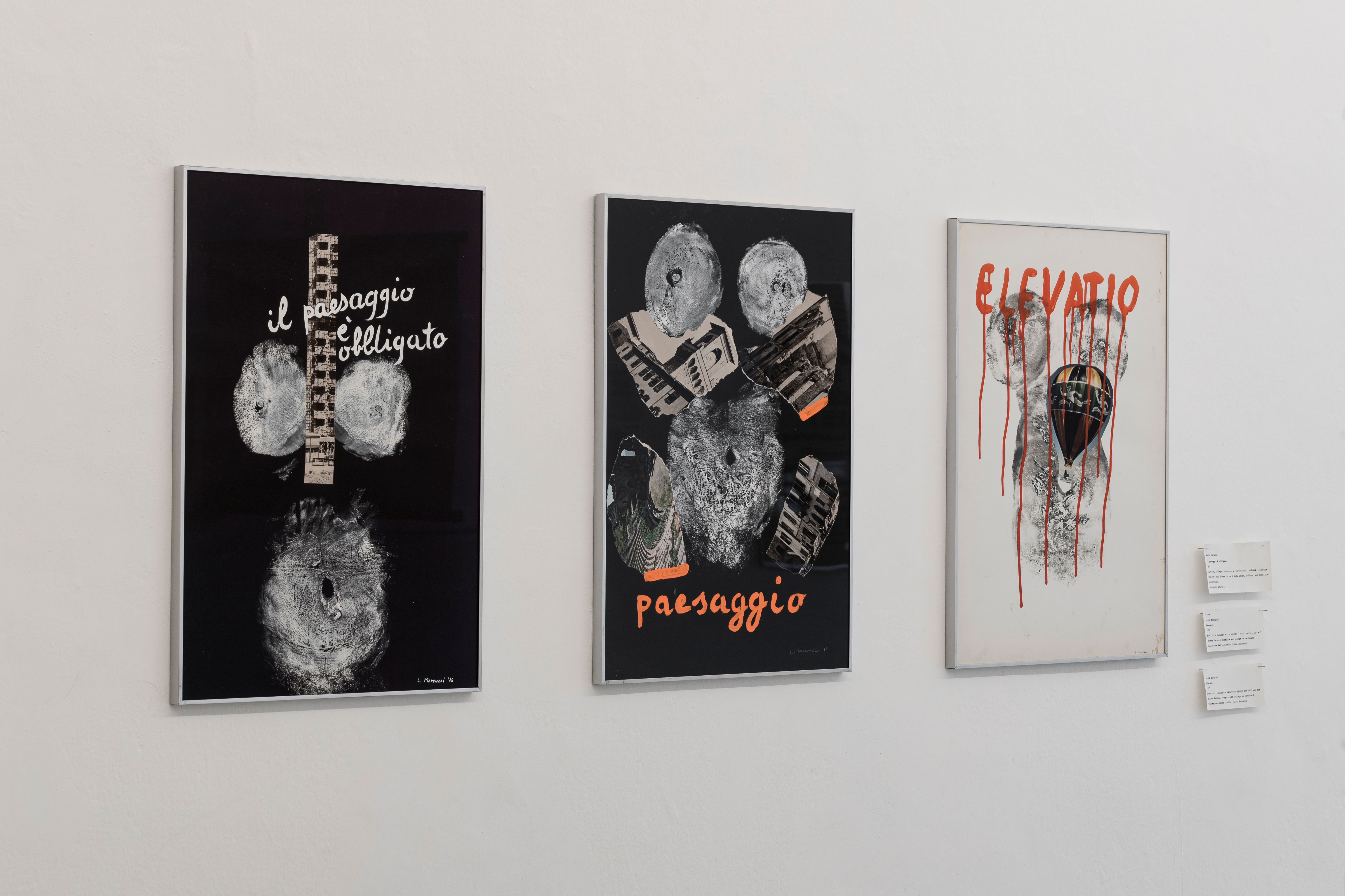 Lucia Marcucci, Il Paesaggio è obbligato (1976), Paesaggio (1972), Elevatio (1977) ©Tiberio Sorvillo