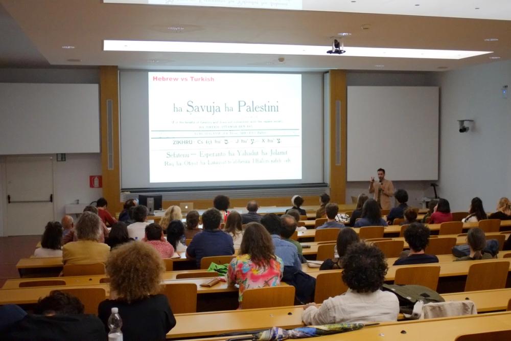 Documentation of Lecture Performance by Slavs and Tatars at UniBz – Faculty of Design and Art©ar/ge kunst, & UniBz, Faculty of Design and Art, Photo Camilla Angolini, 2018