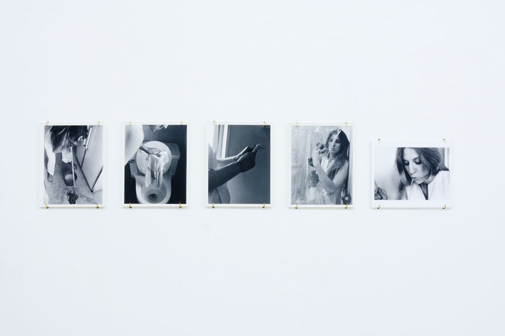 Mierle Laderman Ukeles, Private Performances of Personal Maintenance as Art, 1970-1973, black and white photographs, (1) 8 x 10 inch photo (4) 10 x 8 inch photo. Courtesy of the artist and Ronald Feldman Fine Arts, New York, photo by aneres