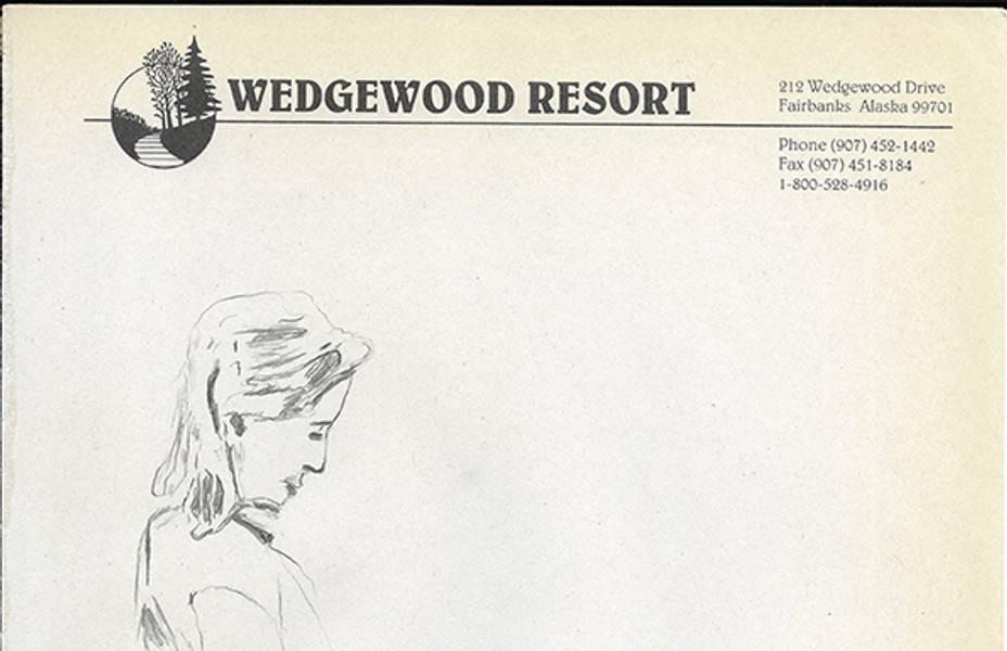 Sven Sachsalber, Pencil drawing on hotel stationary, 2016-2018, 210 × 297 millimeters. Archive: sven sachsalber