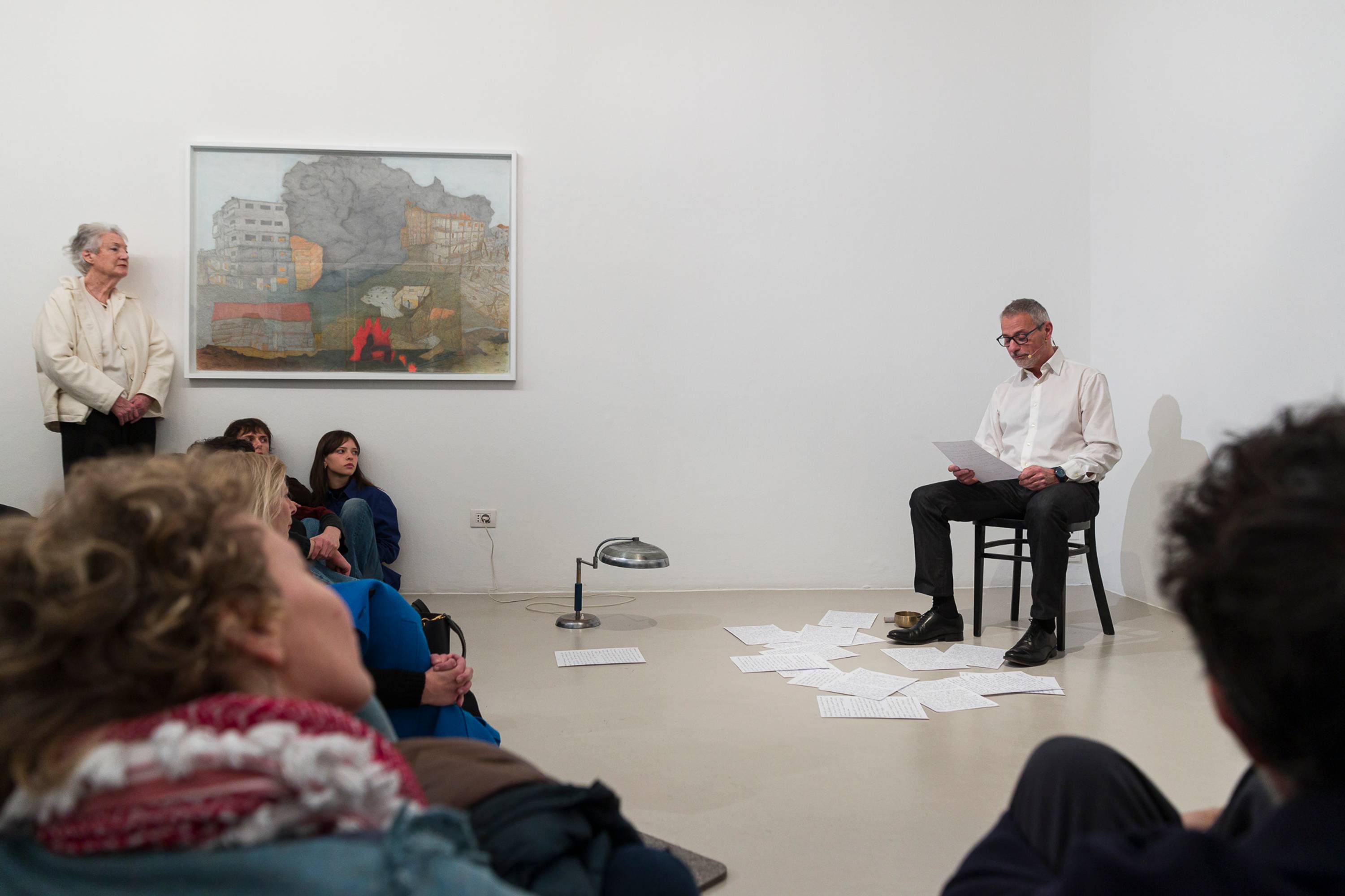 Cesare Viel, performance at Ar/Ge Kunst, 'I'm gone. Do you remember me?' © Tiberio Sorvillo.