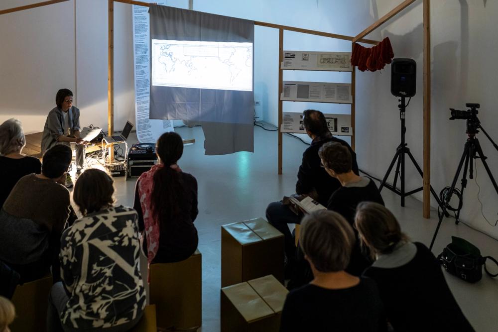 ©ar/ge kunst, Foto Tiberio Sorvillo, 2019 Performance Are You an Underground? A ship’s deck or a terrace by Romy Rüegger and ar/ge kunst matinée, 09.11.2019 11am at ar/ge kunst.