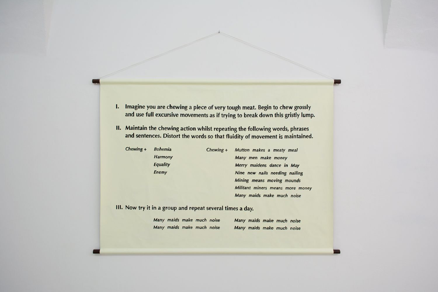 Olivia Plender, Many Maids Make Much Noise, Exhibition view at ar/ge kunst Bolzano, Foto aneres,2015