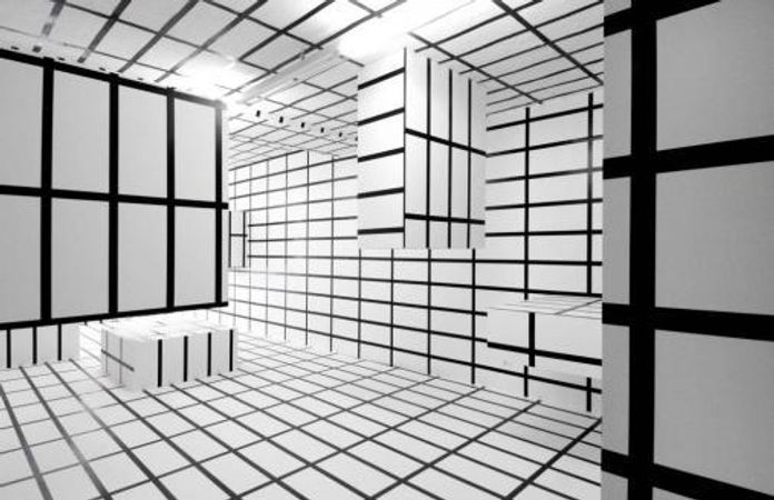 Exhibition view, Esther Stocker, 2004