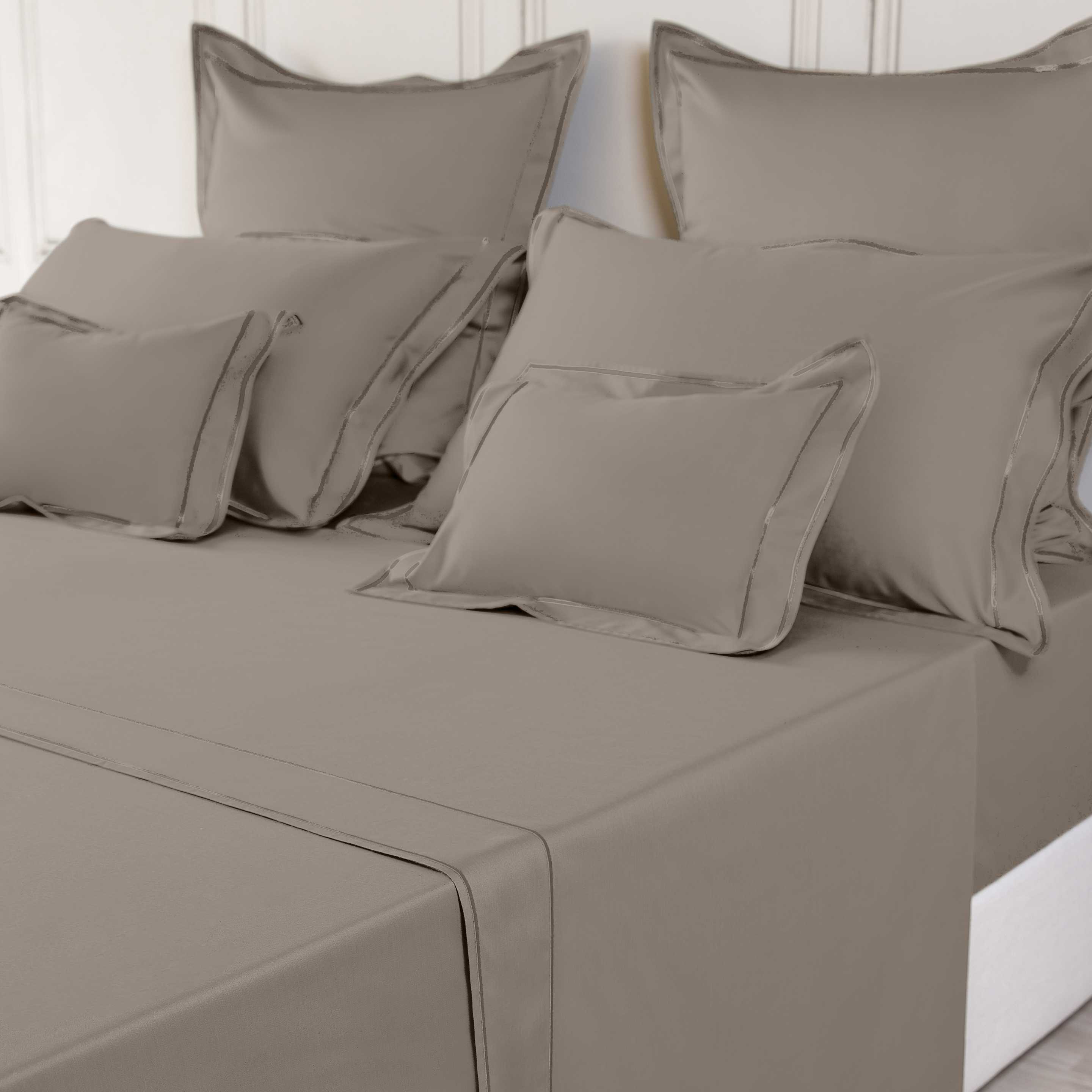 Federa cuscino a rullo raso di cotone (L200 cm) Roseraie Marrone -  Biancheria da letto - Eminza