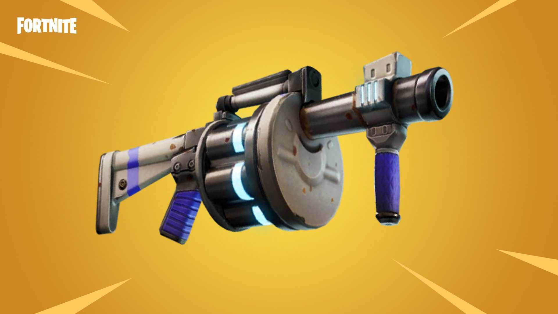 A grenade launcher with a six grenade cylinder