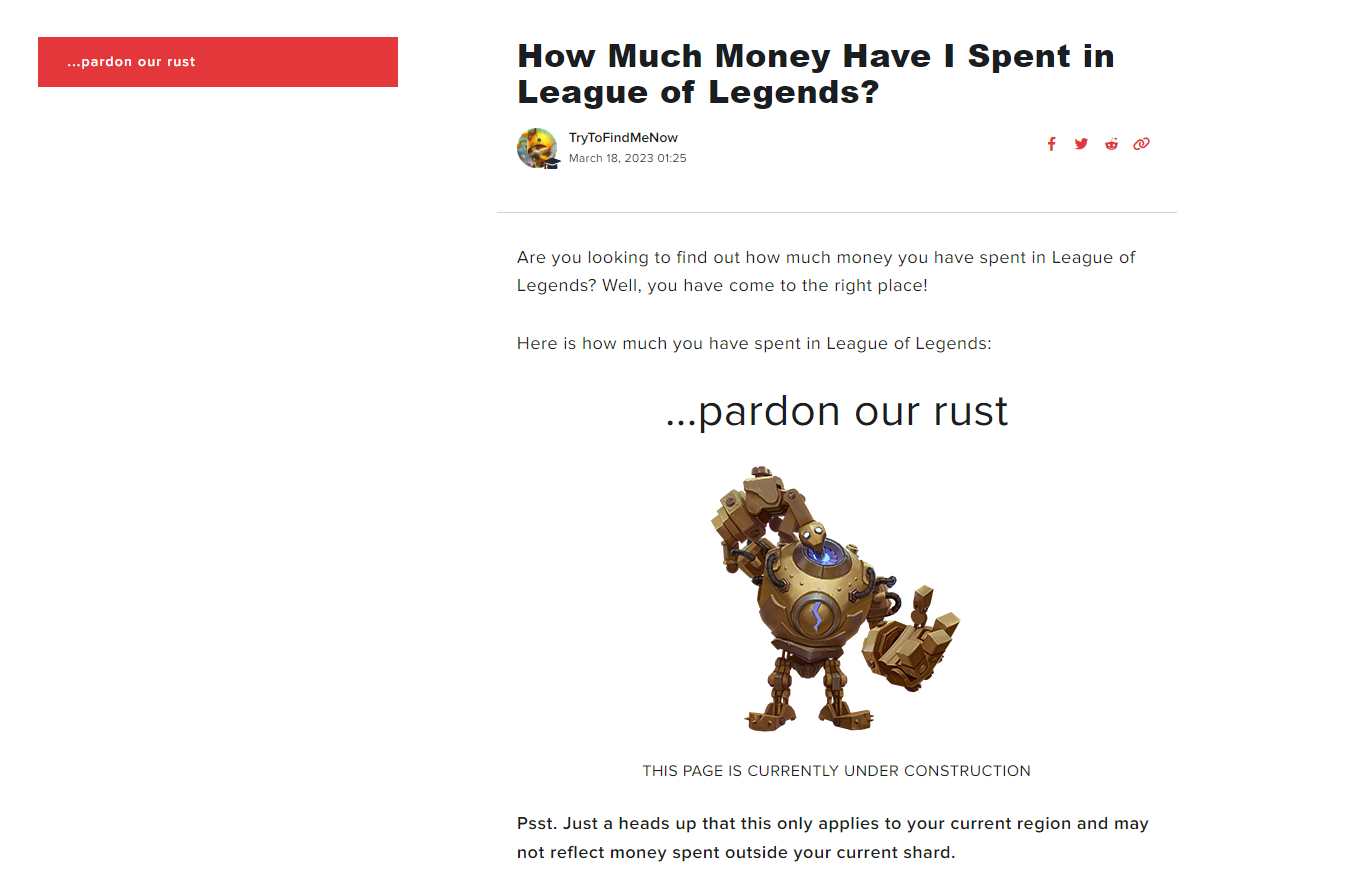 Riot Support Money Spent Page Showing Error
