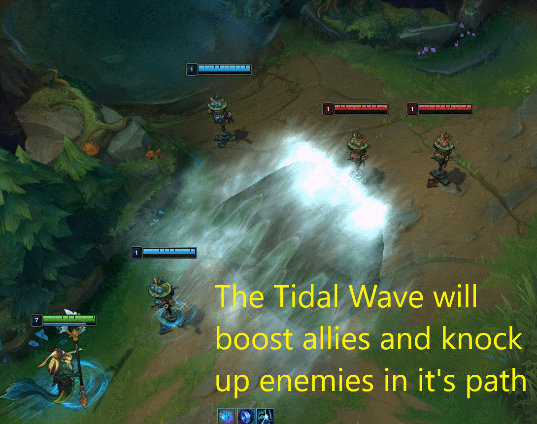 The Tidal Wave will boost enemies and knock up enemies in its path