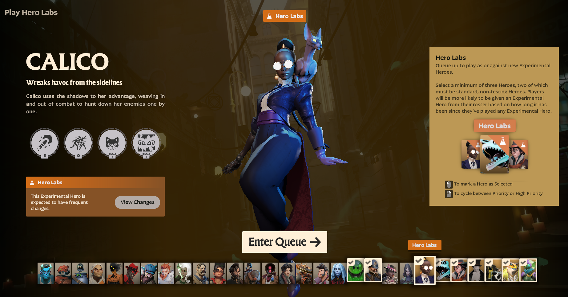 hero labs hero select screen