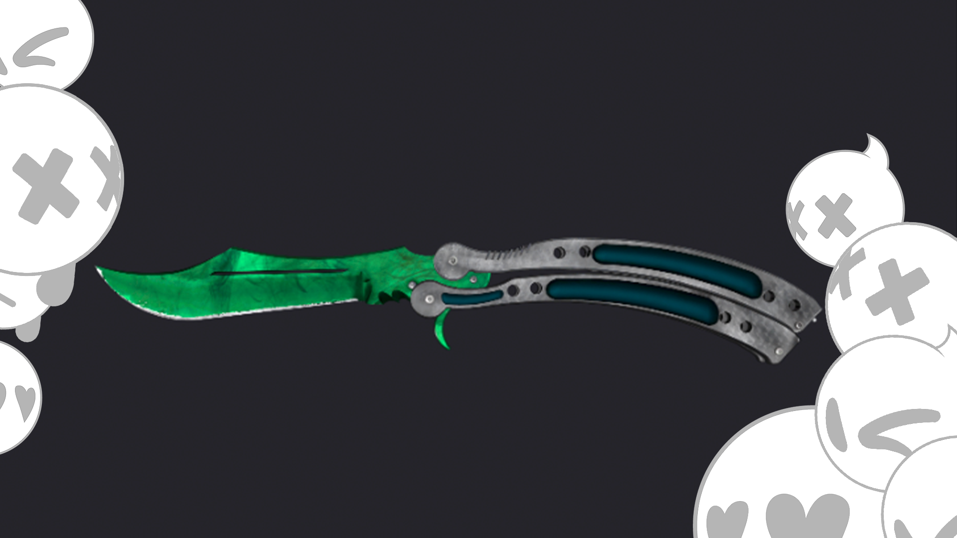 A Butterfly Knife with a deep green blade