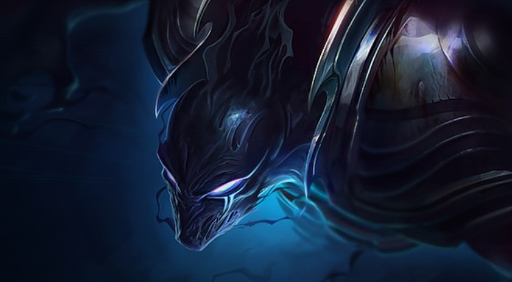 A shadowy figure menacing the camera, the splash art of League of Legends champion Nocturne