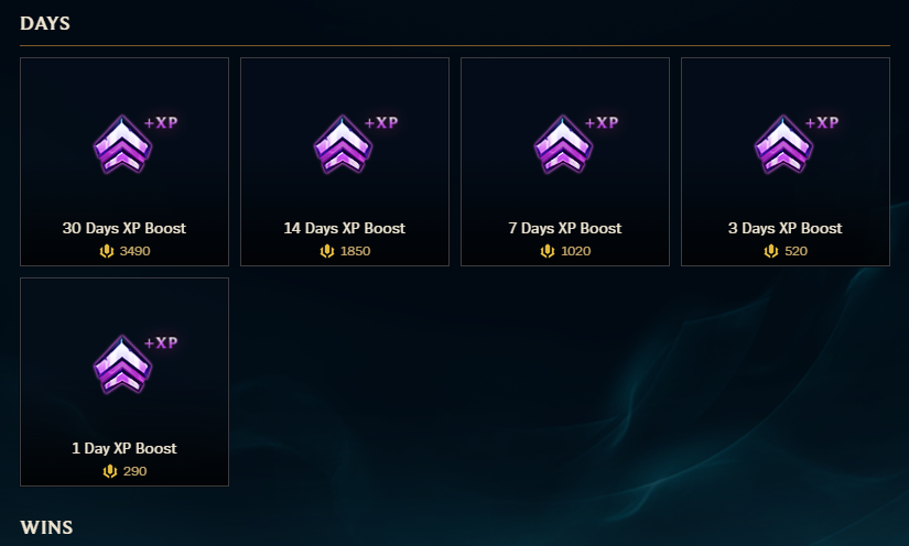 LoL Store XP Boost Page