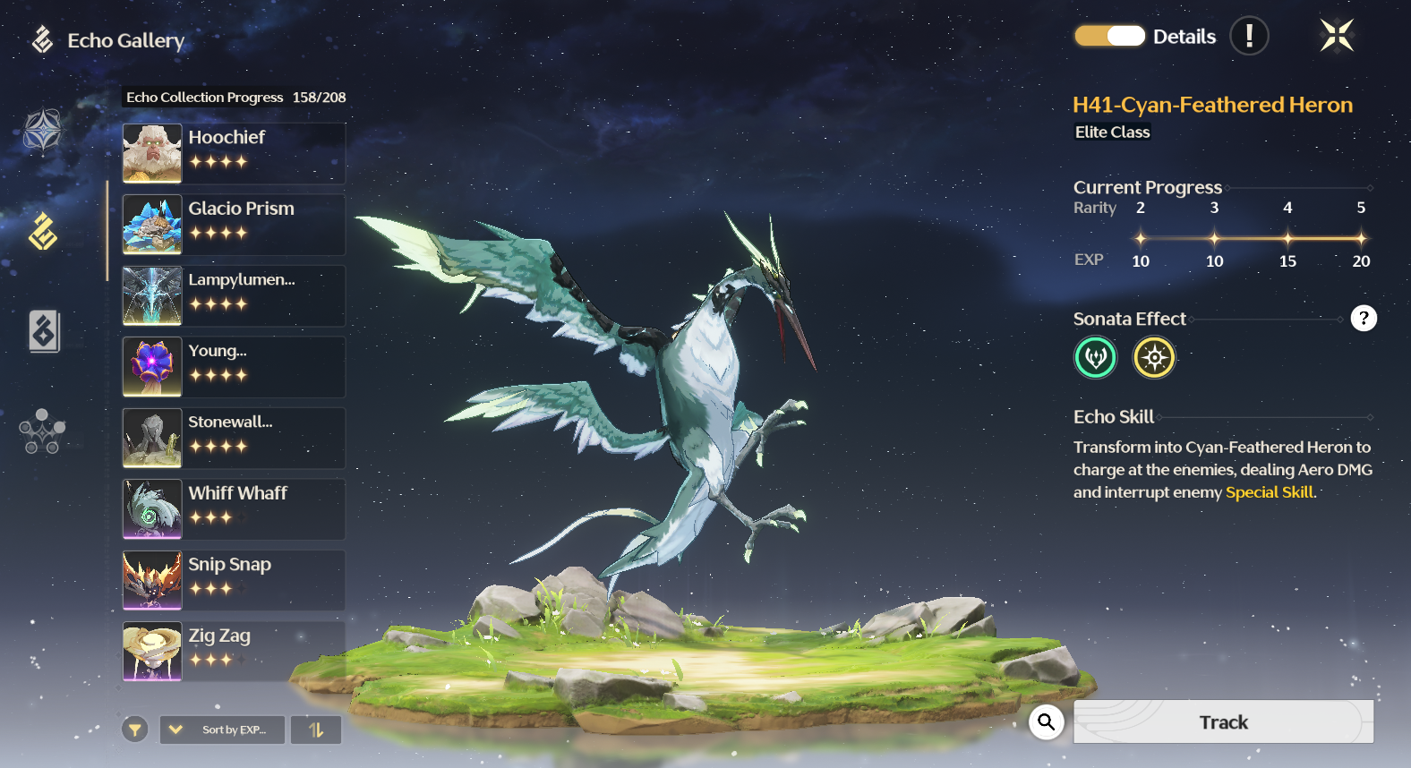 This is the Echo Data Bank Gallery, displaying a Cyan-Feathered Heron