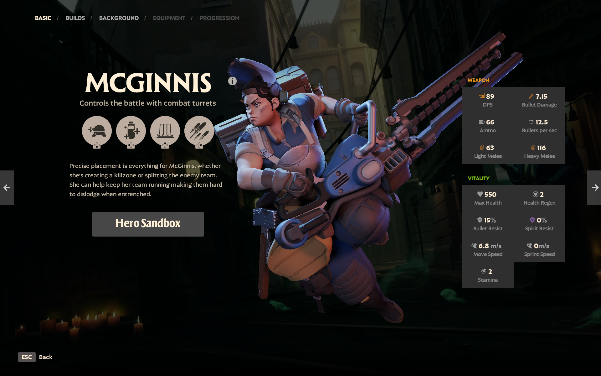 Character select screen for mcginnis