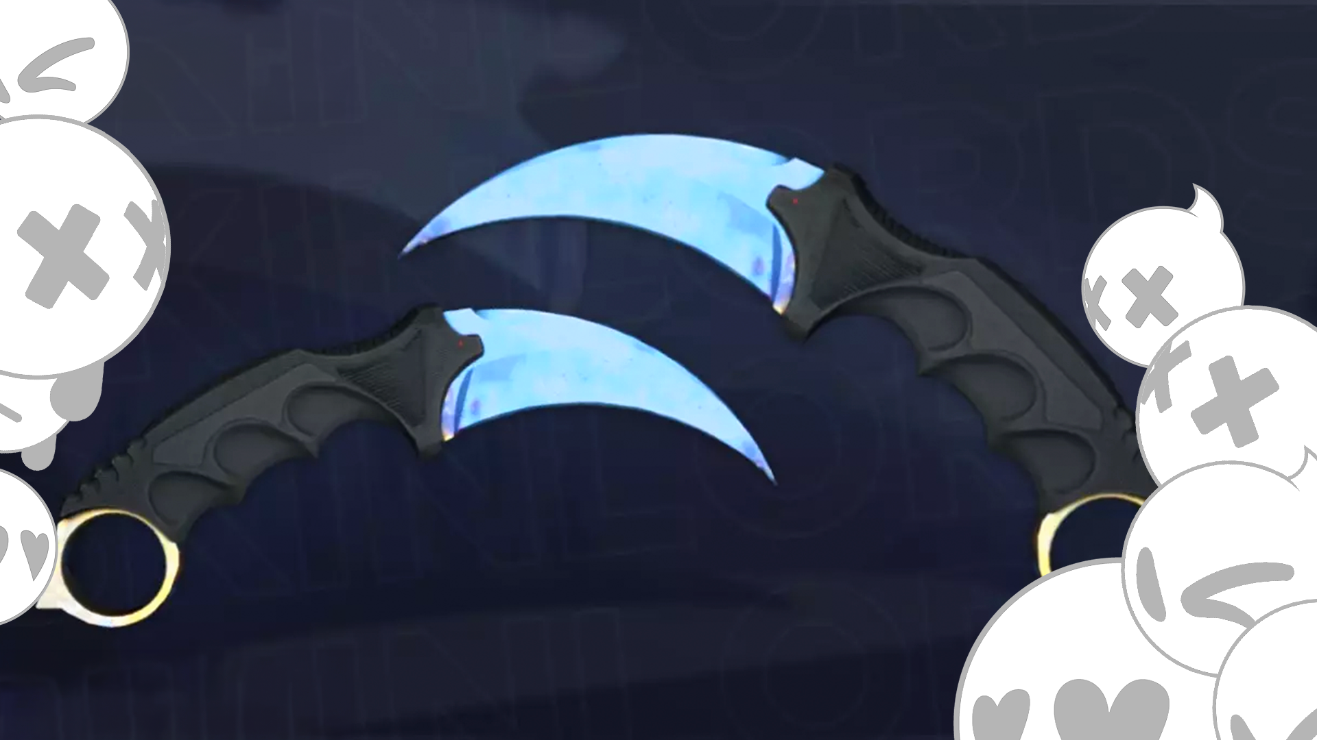 Two Sky Blue Karambit Knives