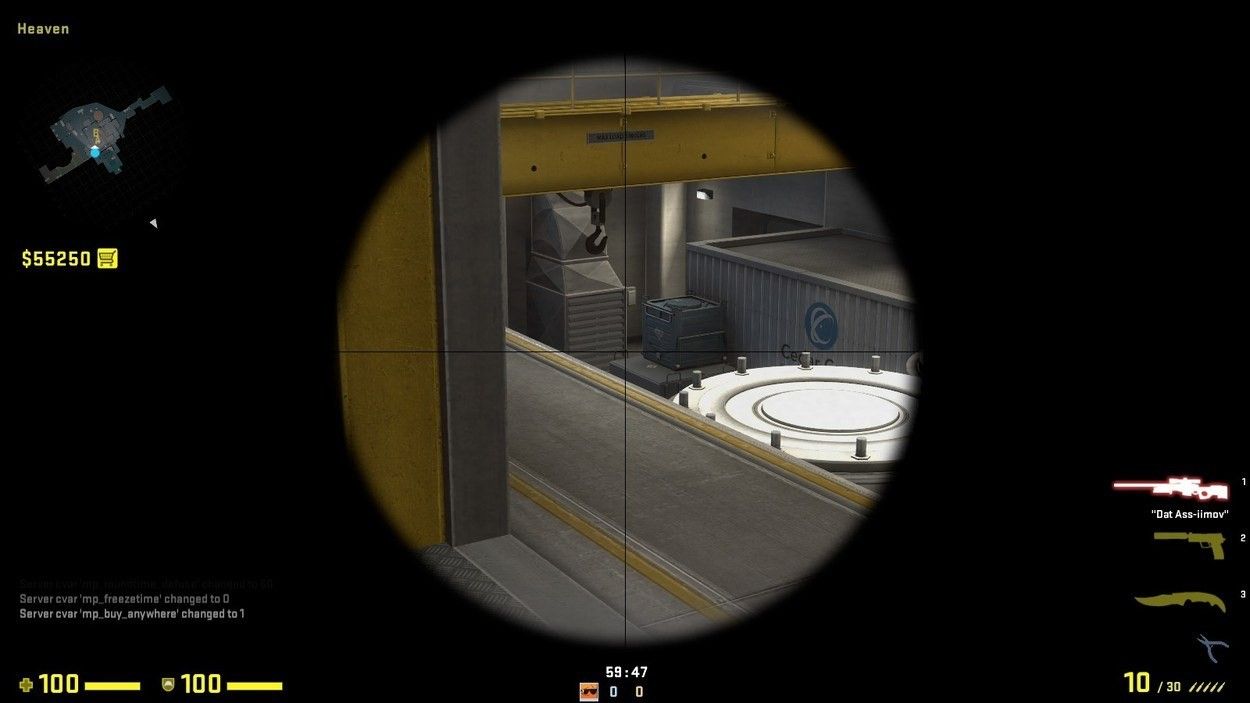 AWP in Heaven aiming at Vents on Nuke