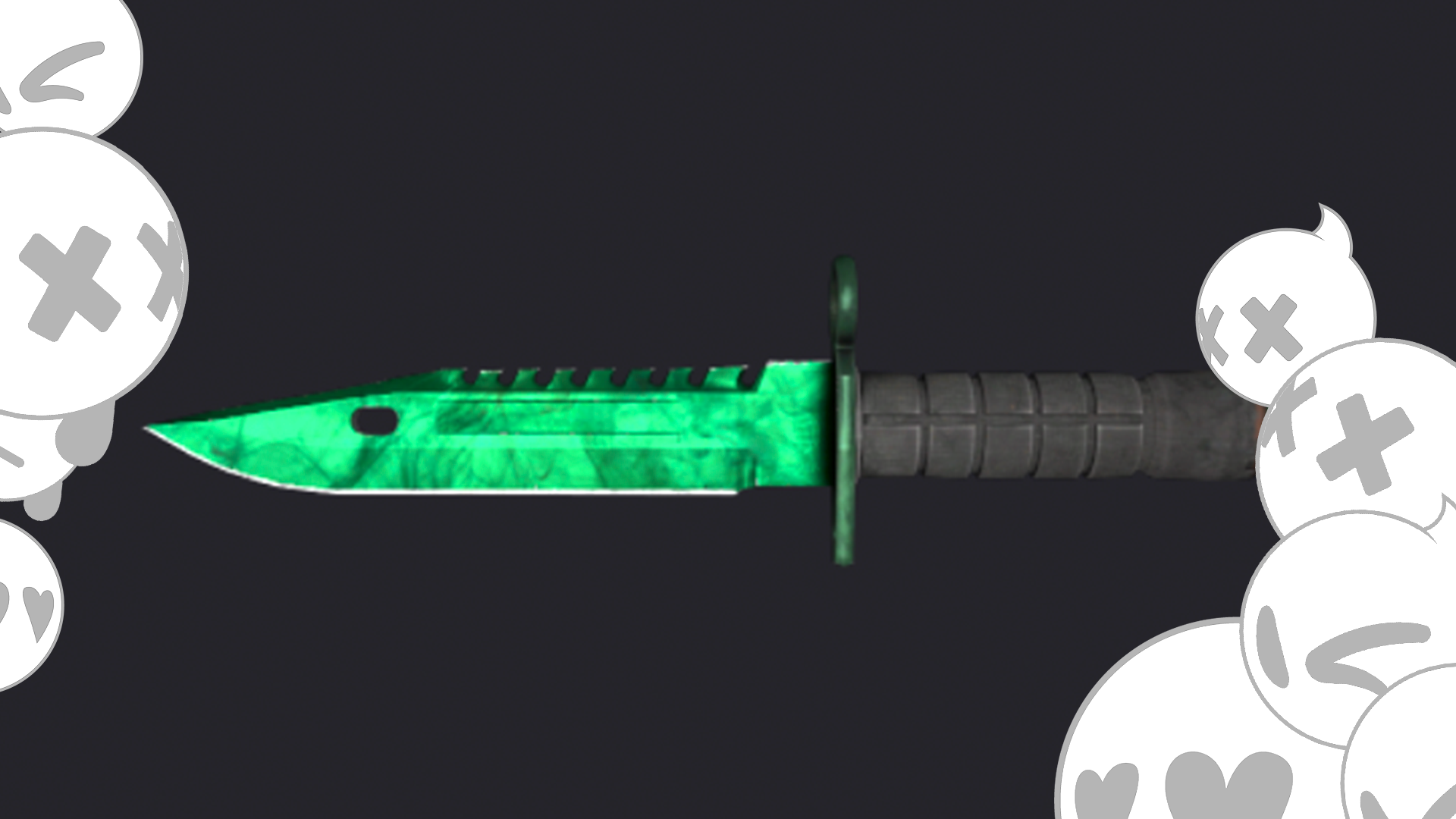 a bayonet with a deep green blade