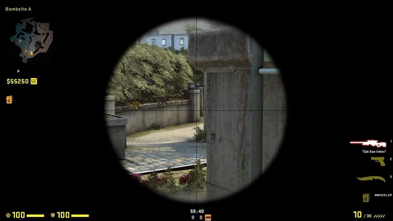 Awp on Sign aiming towards Toilets on Overpass