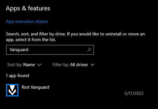 Uninstalling Vanguard