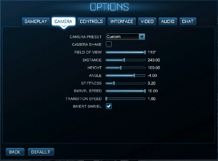 rocket league best camera settings