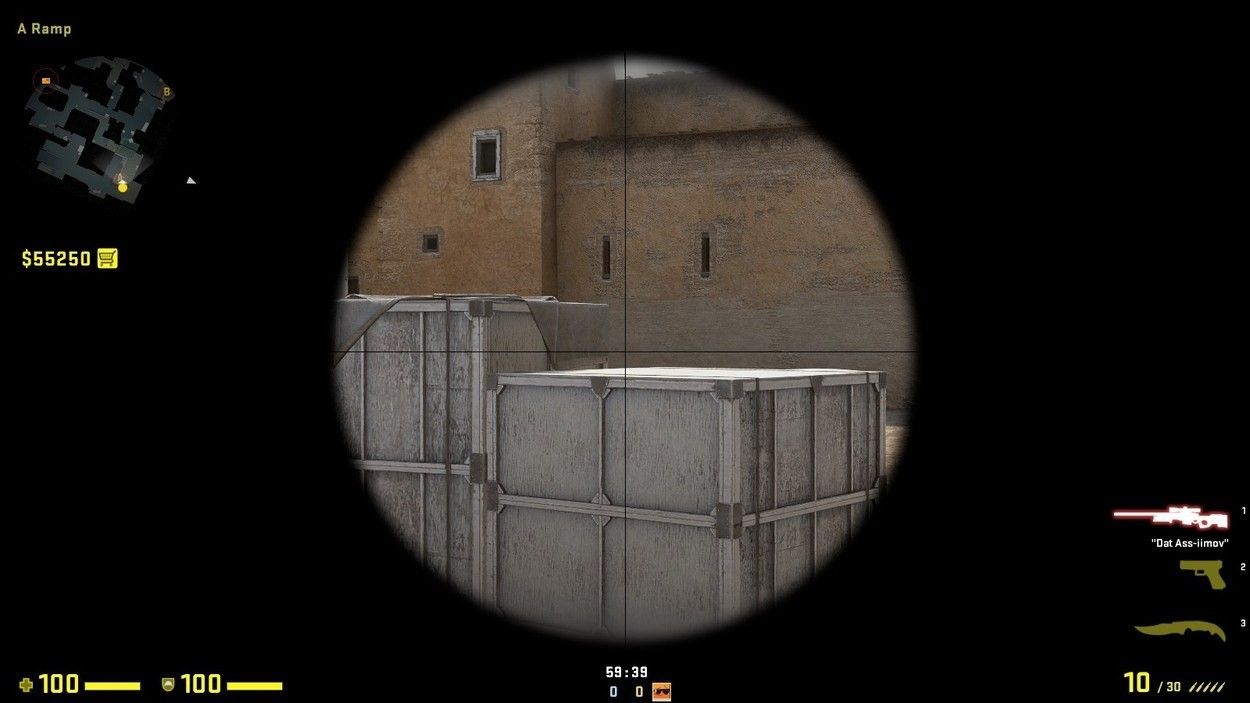 AWP Scope on Dust2 Slope/Ramp Toward Cat