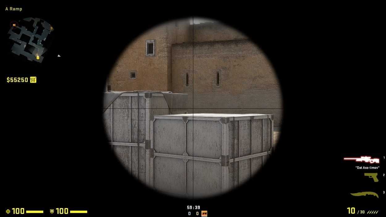 AWP Scope on Dust2 Slope/Ramp Toward Cat