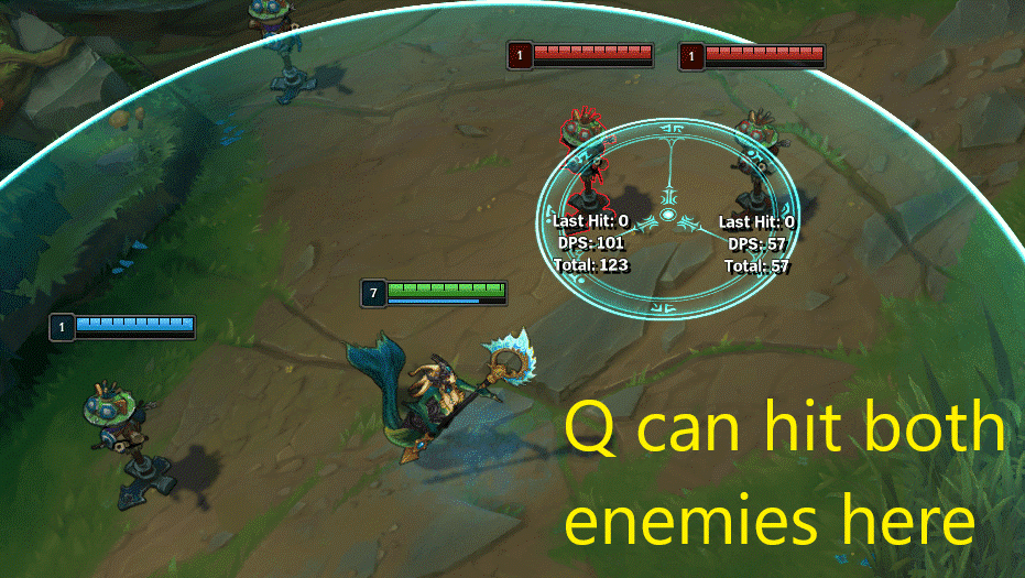 Nami casting Q  - Q can hit both enemies here