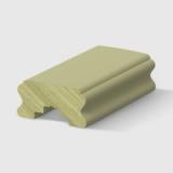 A timber handrail profile with a rounded top and concave sides, with a detailed notched section on the underside H3 Primed FJ Pin 85 x 42mm
