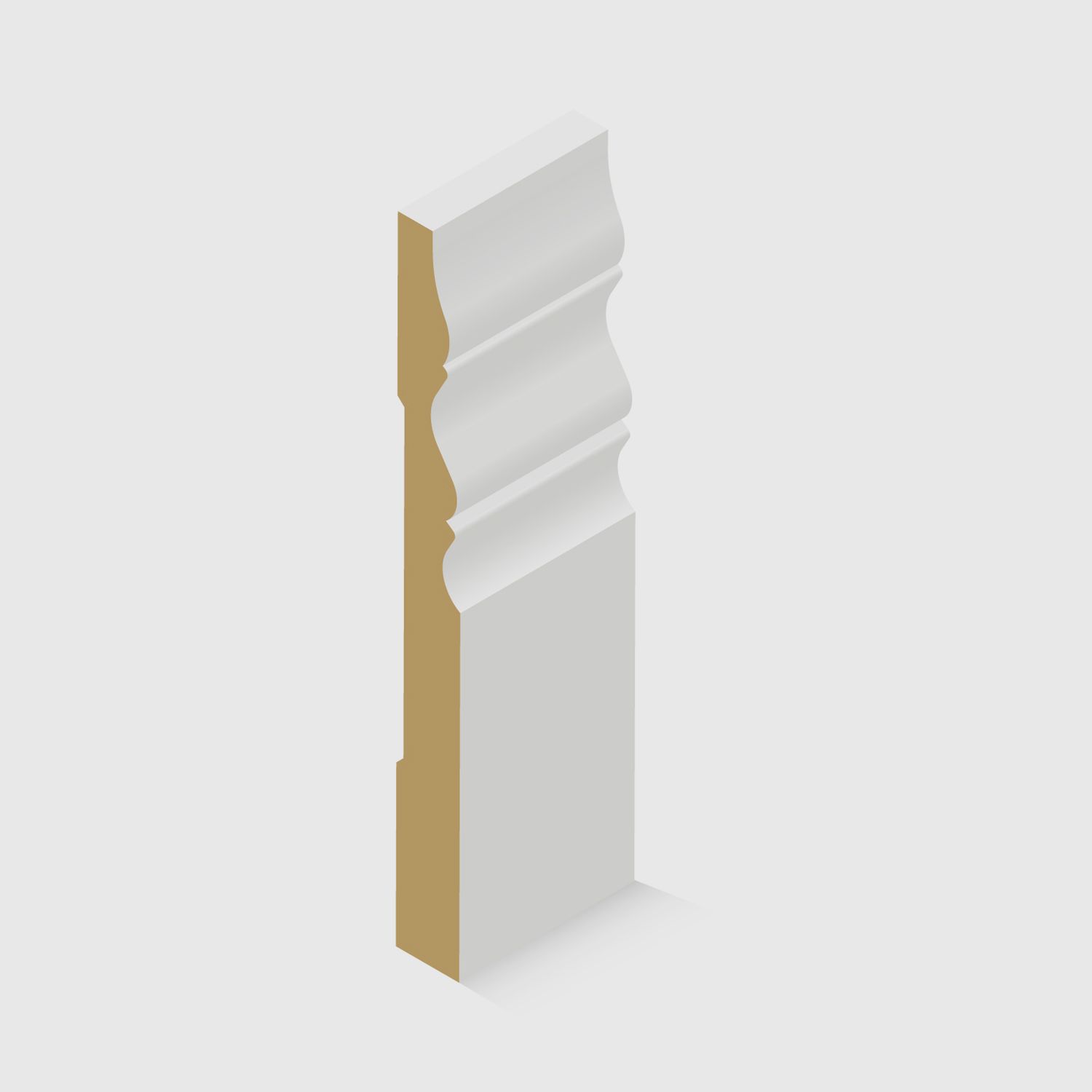 A white-painted MDF skirting board with a decorative triple-curve profile along the top 180 x 18mm