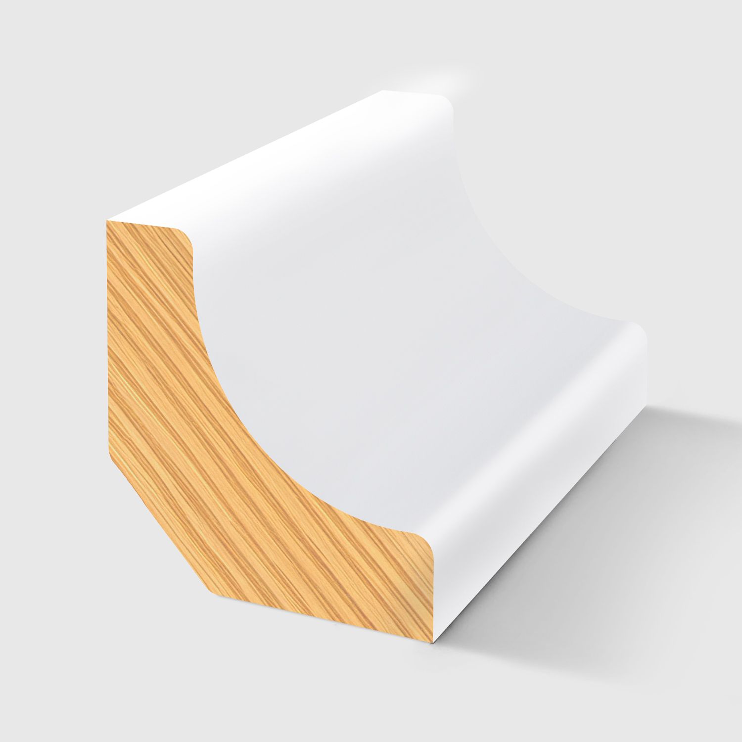A timber moulding with a concave, quarter-round profile in Primed FJ Pine 30 x 30mm