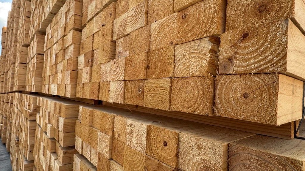 A timber yard full of structural outdoor timbers