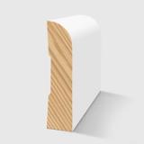 A timber moulding with a curved top and a small recessed groove on the back in Primed FJ Pine 42 x 11mm