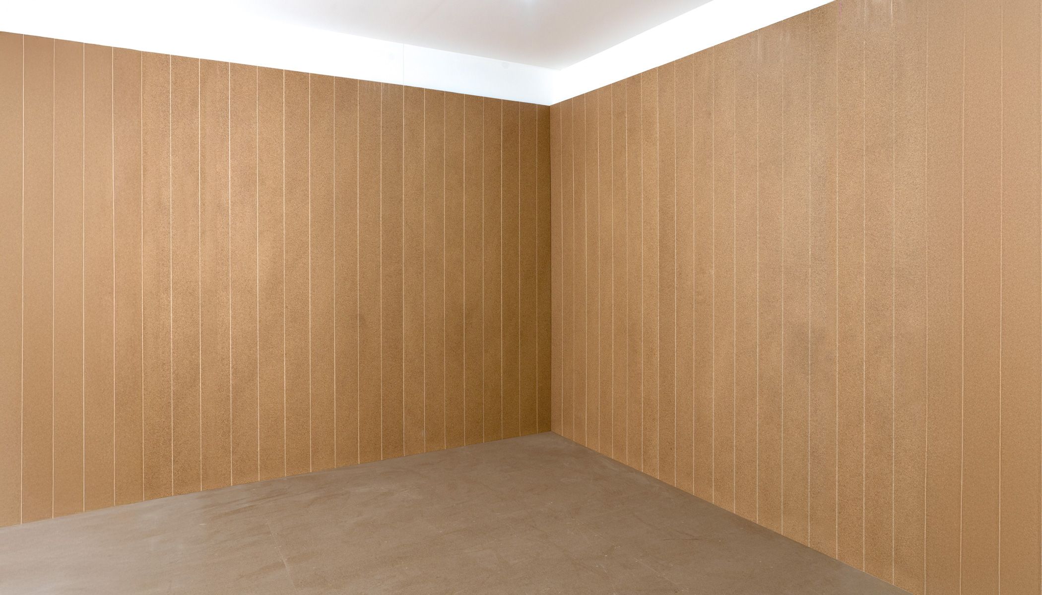 A garage space lined with STRUCTApanel® VJ boards