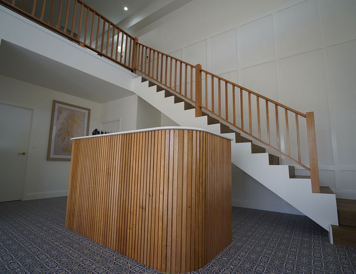Townsend Construction Office space showcasing Porta products used on a reception design and staircase
