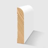A timber moulding with a curved top and a small recessed groove on the back in Primed FJ Pine 92 x 18mm