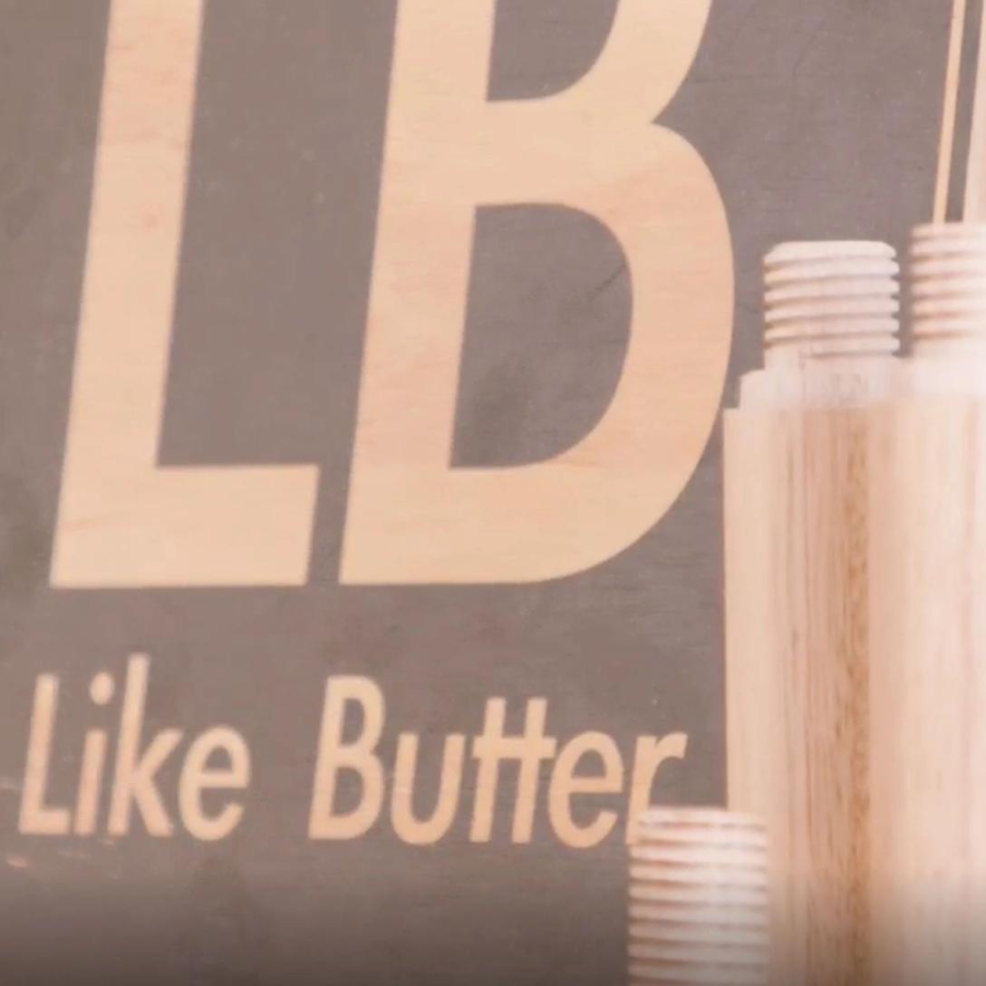 Like Butter logo stamped on furniture
