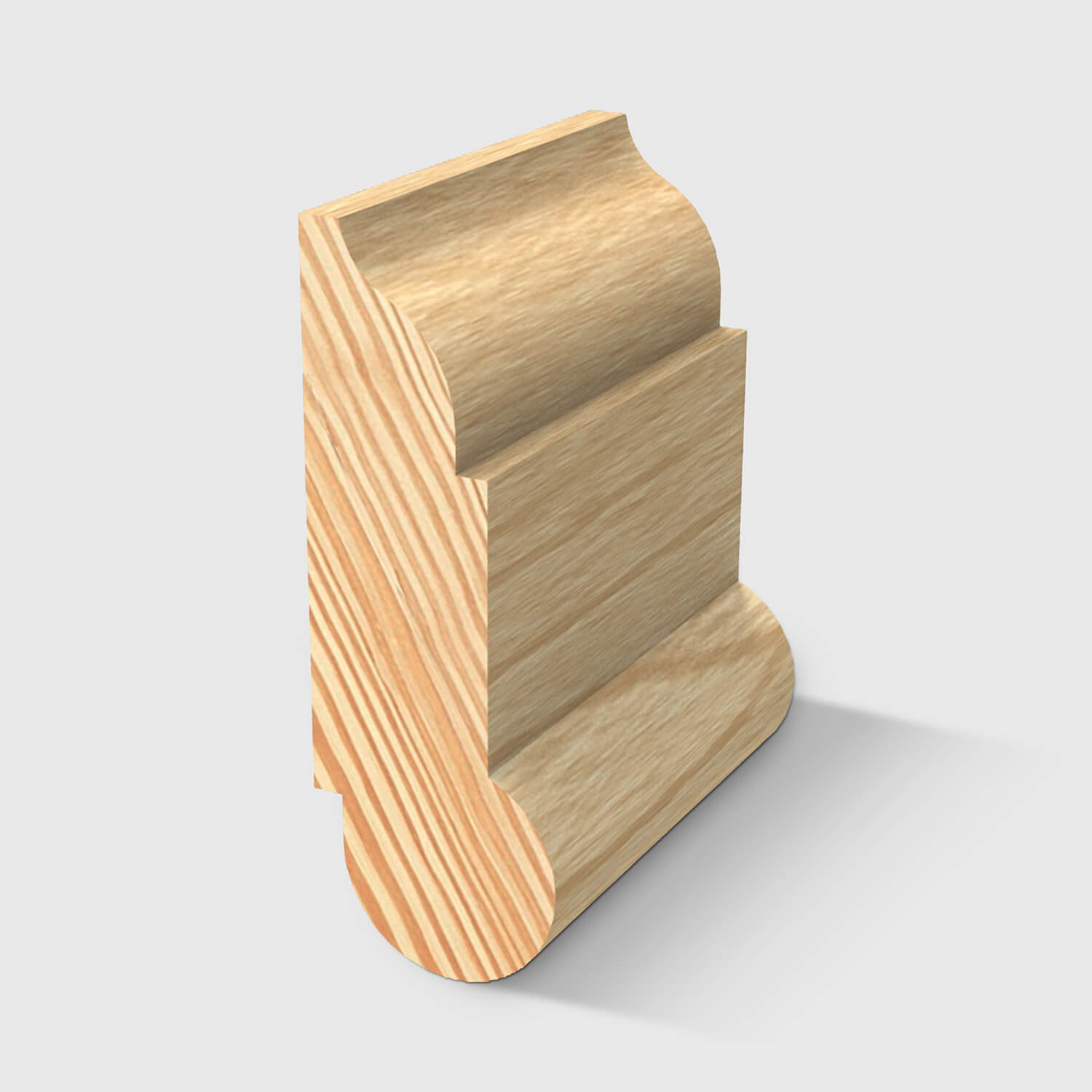 A timber moulding with an ornate concave and convex profile in Clear Pine 65 x 24mm 3.0m