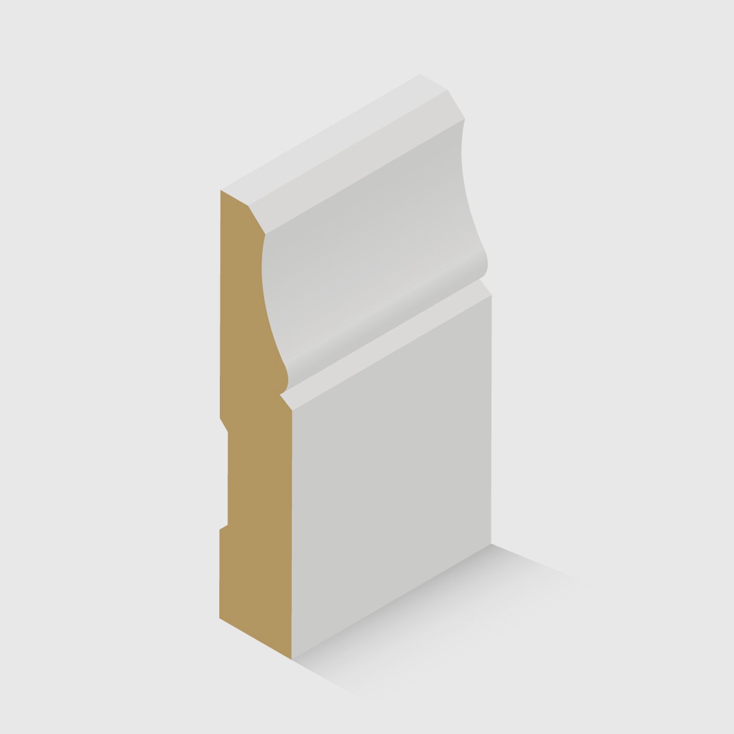 An MDF skirting board with an elegant concave curve along the top section 92 x 18mm