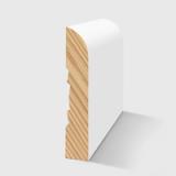 A timber moulding with a curved top and a small recessed groove on the back in Primed FJ Pine 66 x 11mm