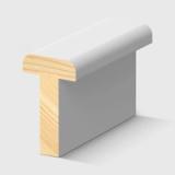 A timber stair nosing with a rounded edge and T-shaped profile in Primed FJ Pine 50 x 30mm 2.4m